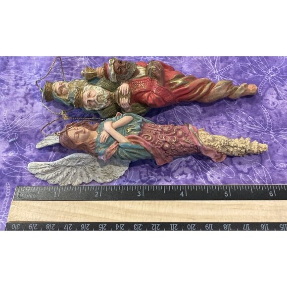 3 Wiseman Angel Christmas Tree Holiday Ornaments Ornament Resin Lot Of 2 - Picture 3 of 3